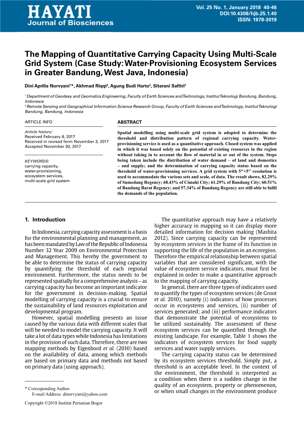 The Mapping of Quantitative Carrying Capacity Using Multi-Scale Grid