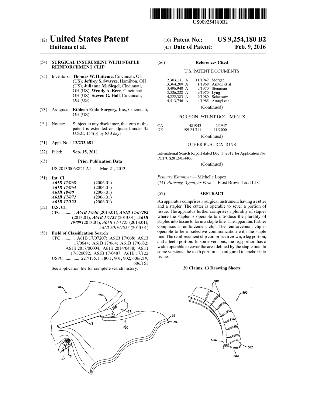 (12) United States Patent (10) Patent No.: US 9.254,180 B2 Huitema Et Al