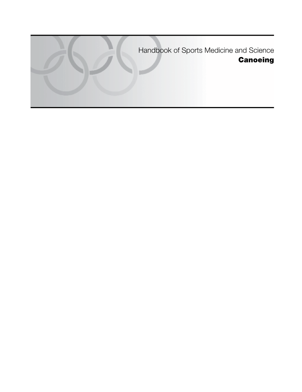 Handbook of Sports Medicine and Science Canoeing Handbook of Sports Medicine and Science Canoeing