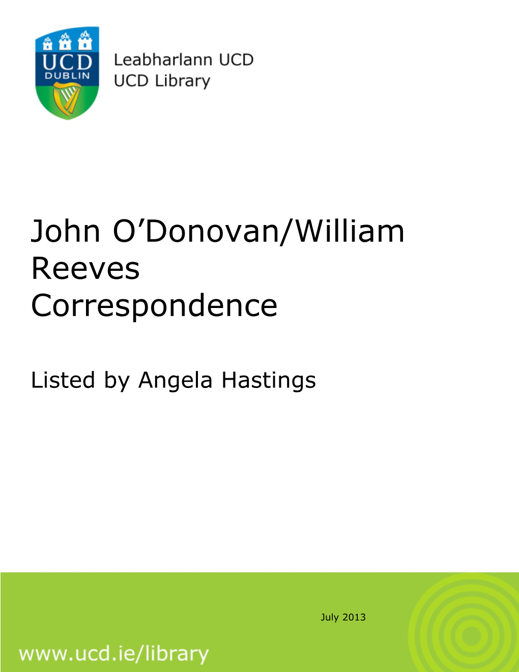 John O'donovan/William Reeves Correspondence