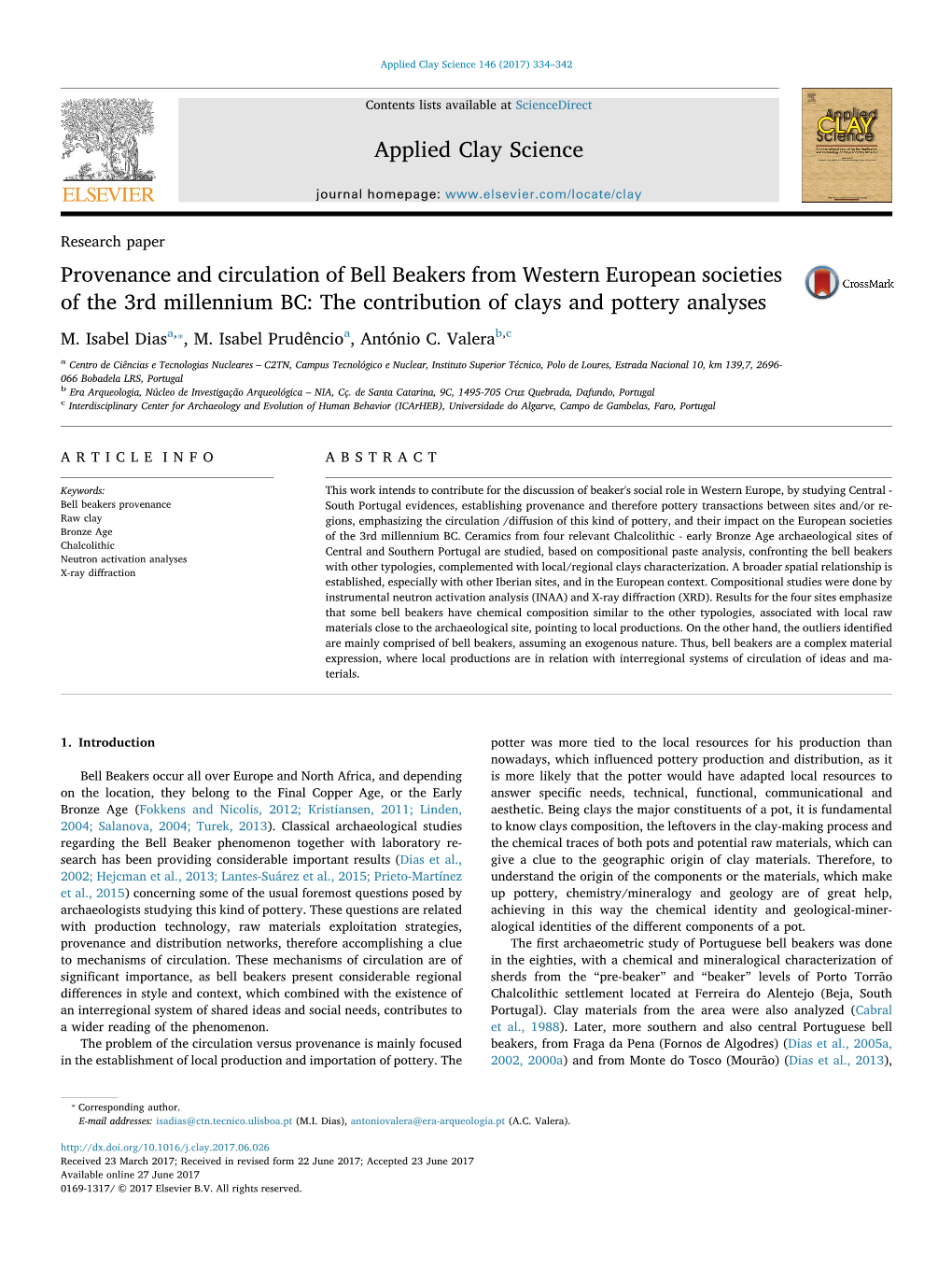 Provenance and Circulation of Bell Beakers from Western European Societies of the 3Rd Millennium BC the Contribution of Clays A