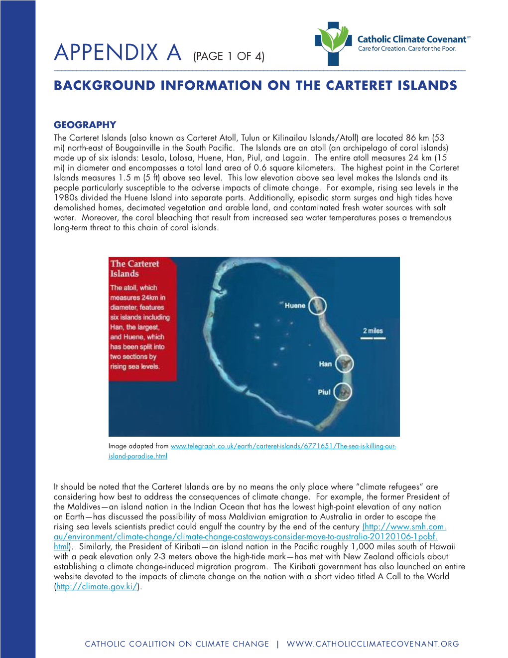 Background Information on the Carteret Islands