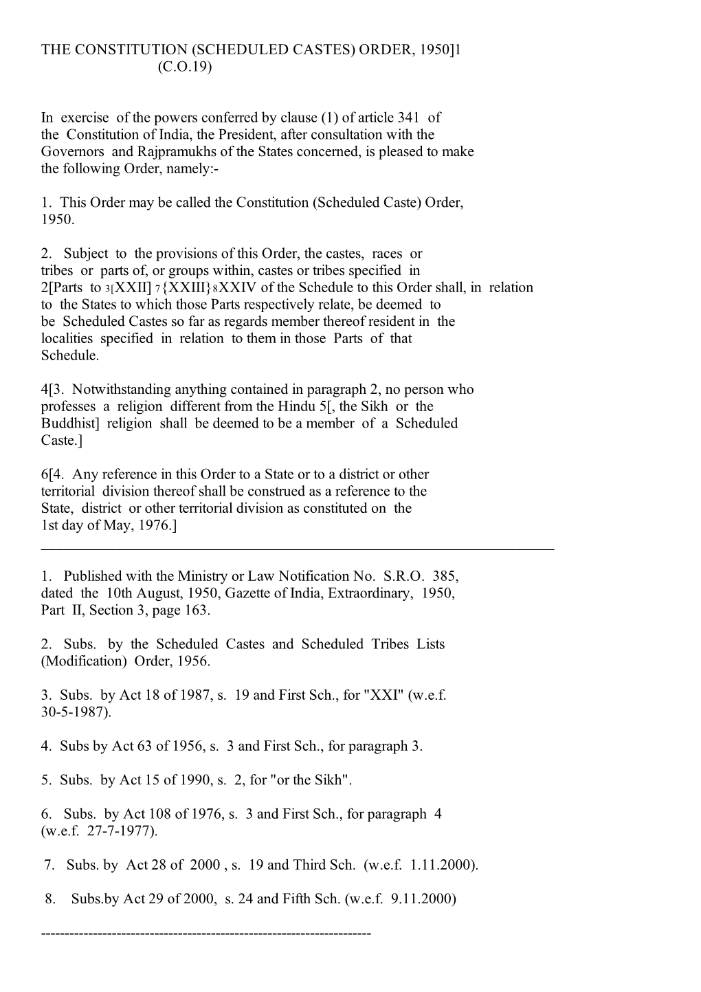 Scheduled Castes) Order, 1950]1 (C.O.19)