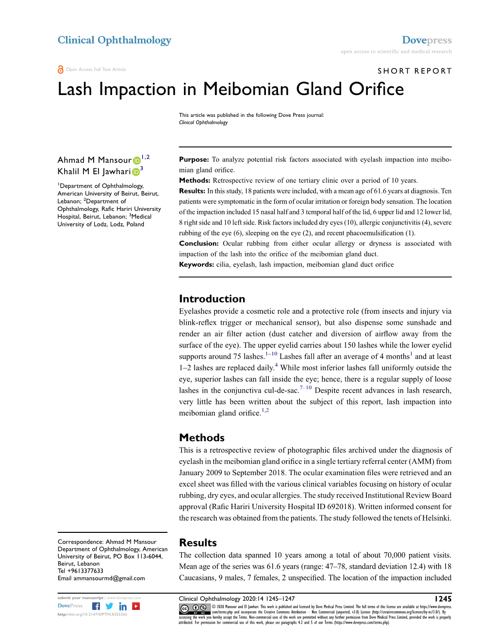 Lash Impaction in Meibomian Gland Orifice