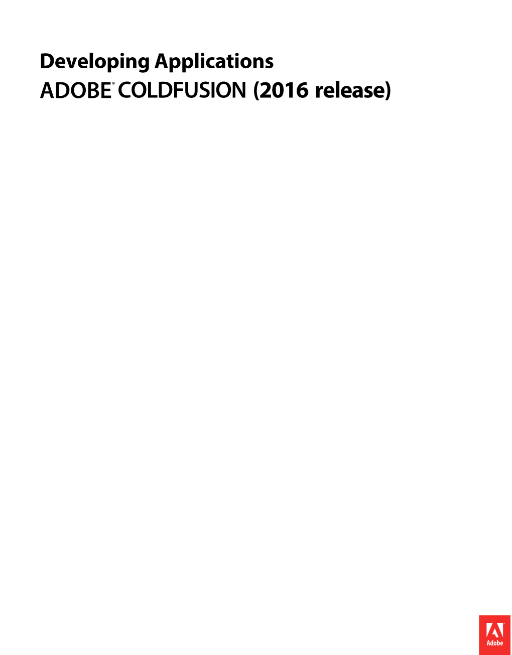 Adobe Coldfusion Documentation for Developers