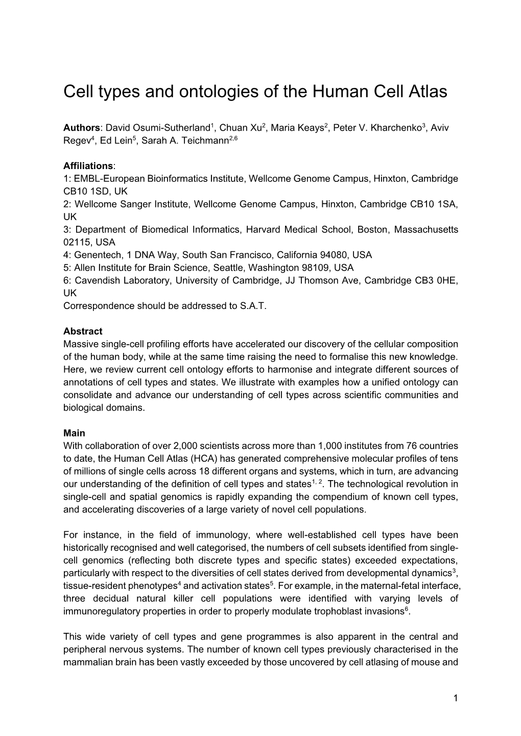 Cell Types and Ontologies of the Human Cell Atlas