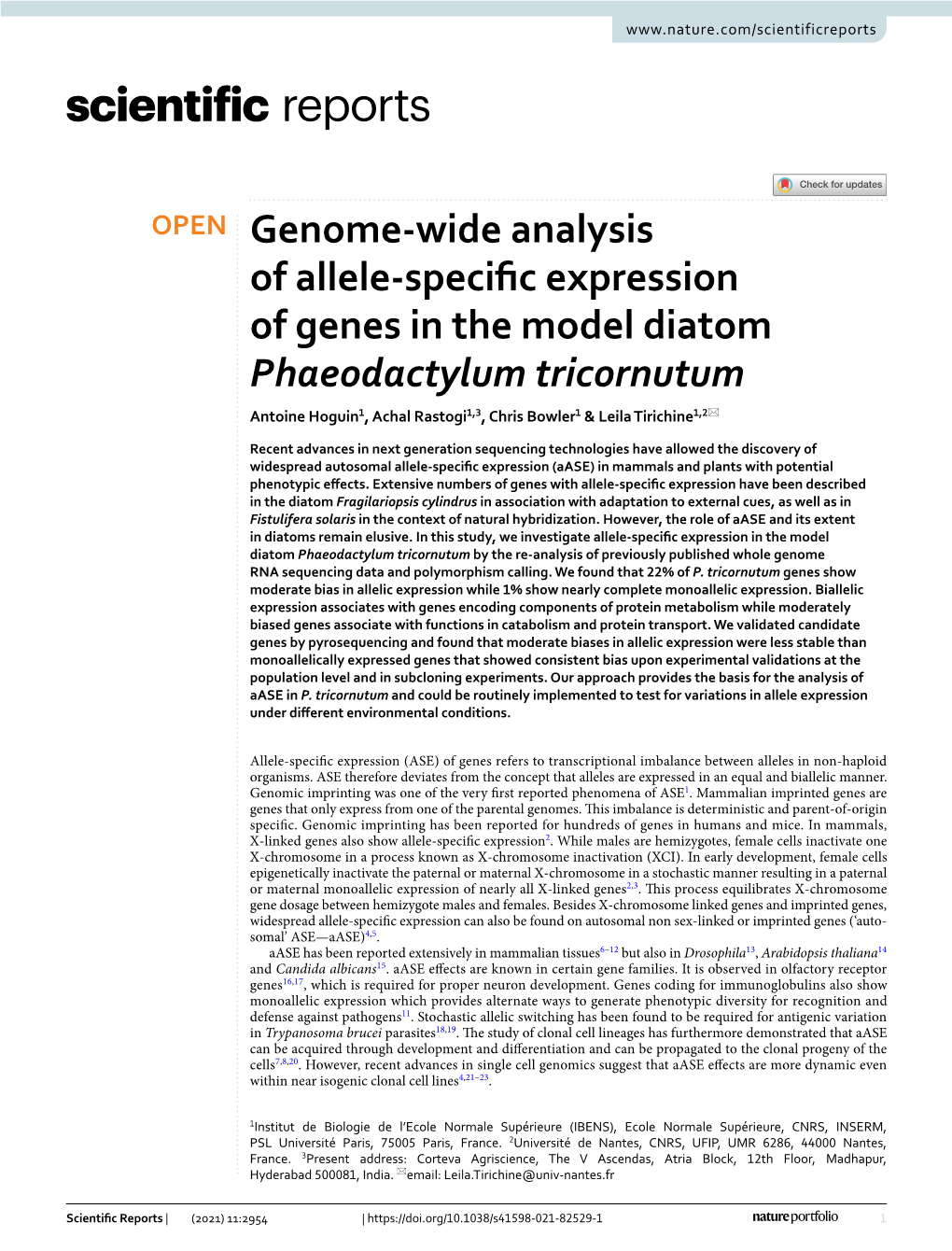 Genome-Wide Analysis of Allele-Specific Expression of Genes