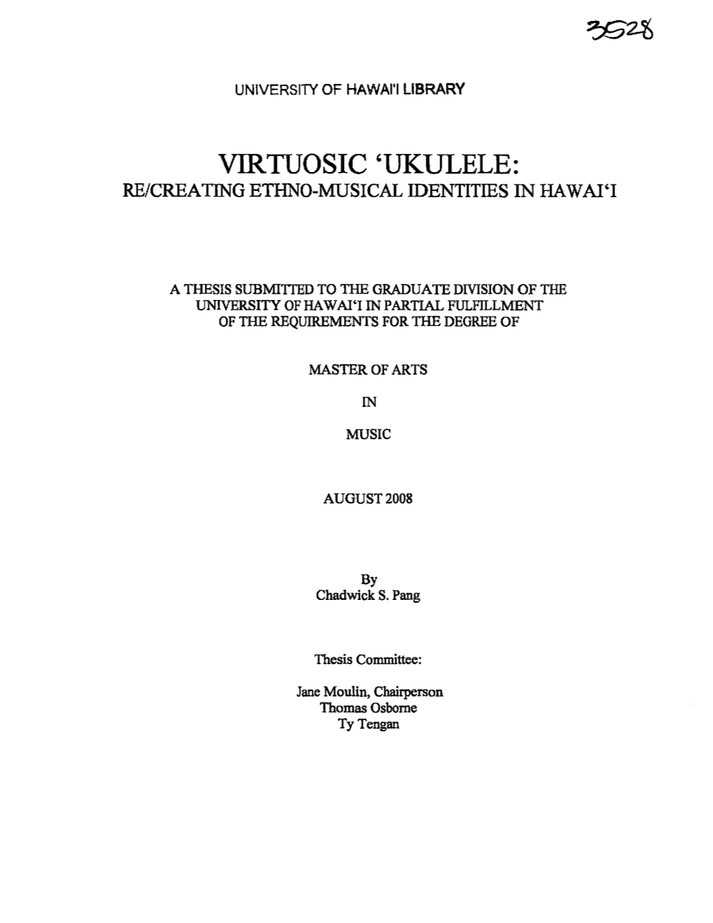 Ukulele: Re/Creating Ethno·Musical Identities in Hawai'i