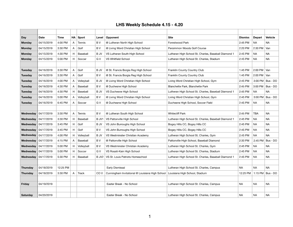 LHS Weekly Schedule 4.20