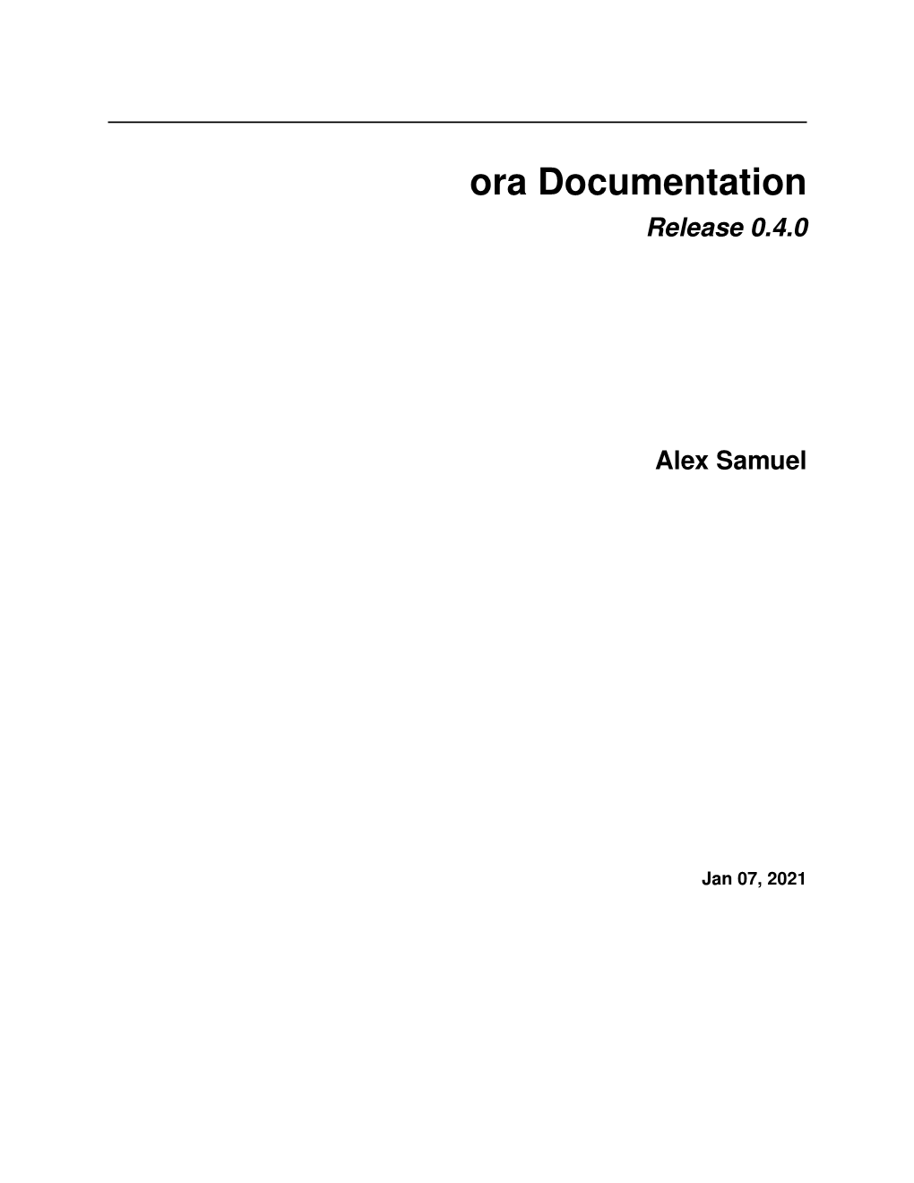 Ora Documentation Release 0.4.0