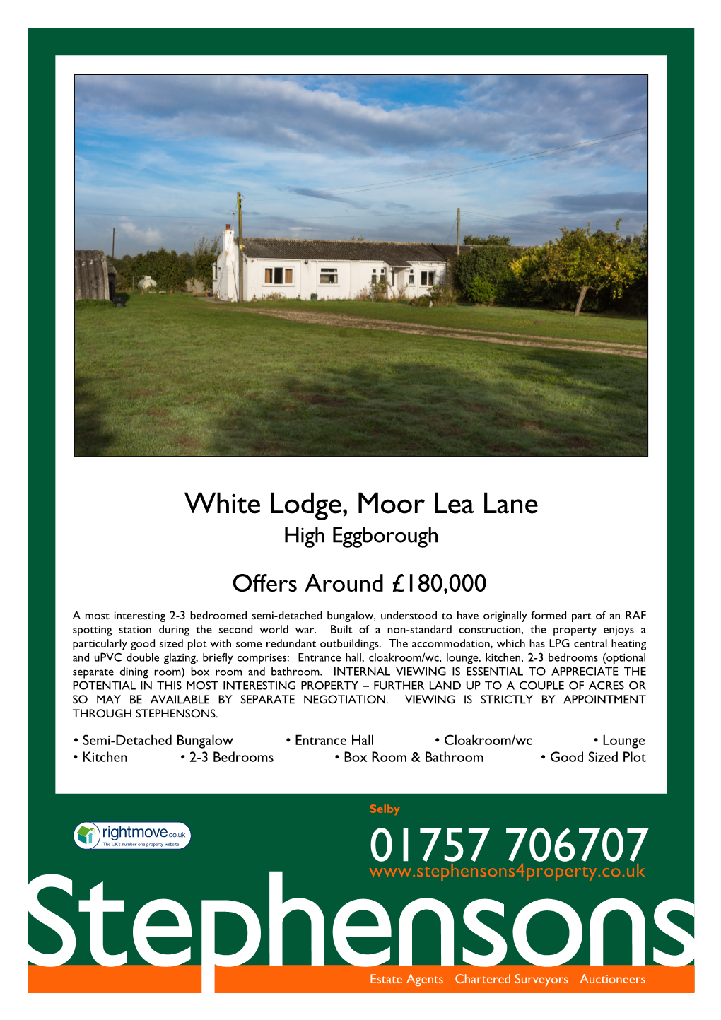 White Lodge, Moor Lea Lane High Eggborough Offers Around £180,000