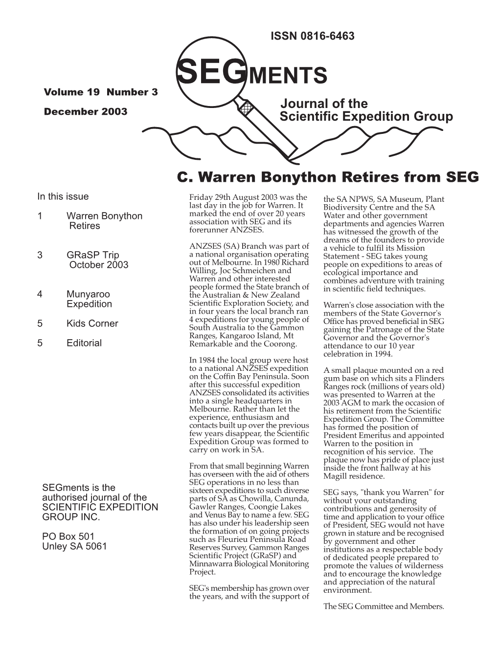 Segments December 2003