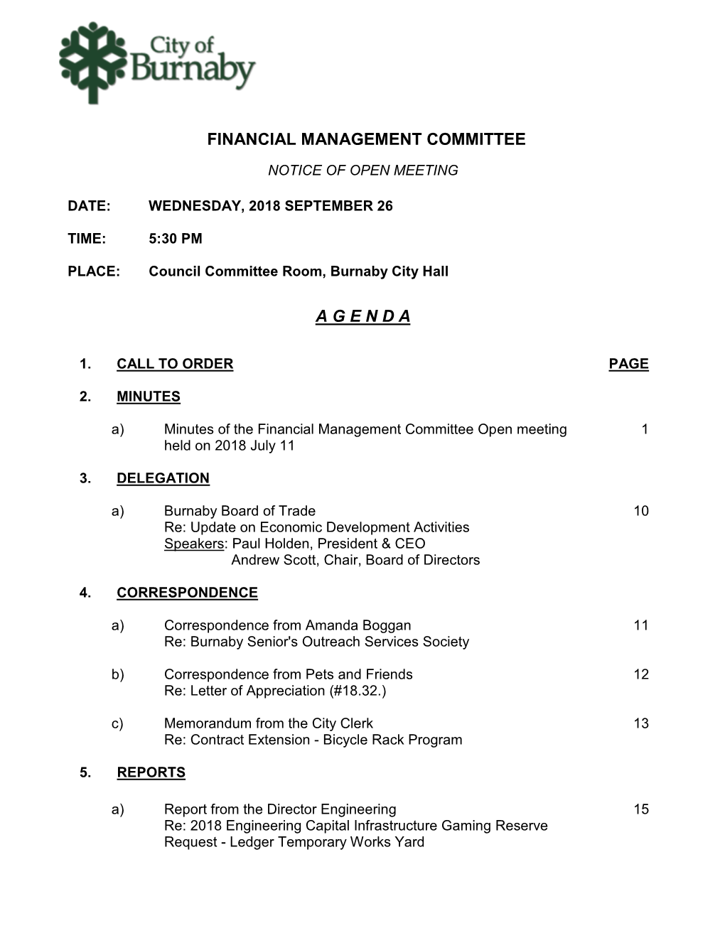Financial Management Committee a G E N
