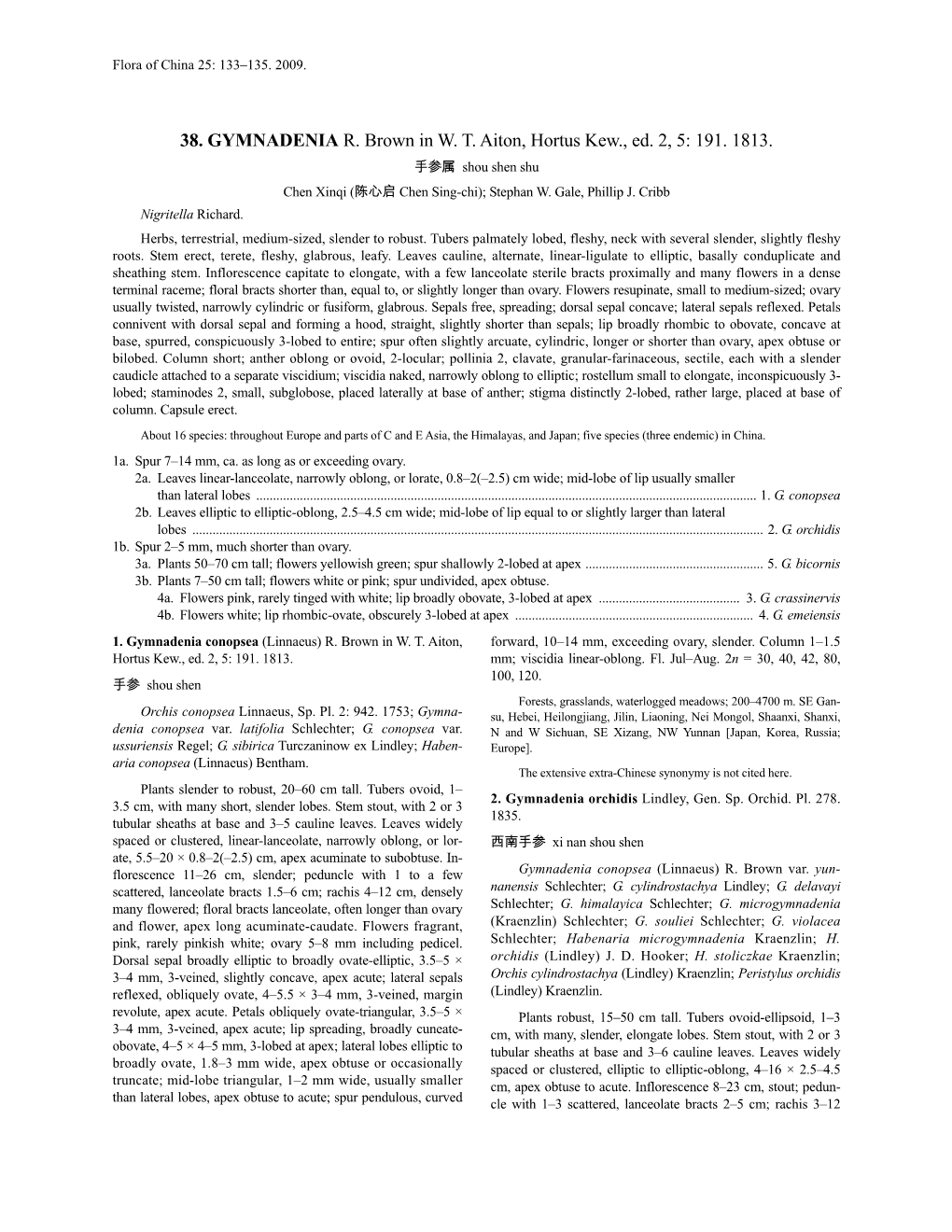 38. GYMNADENIA R. Brown in WT Aiton, Hortus Kew., Ed. 2, 5