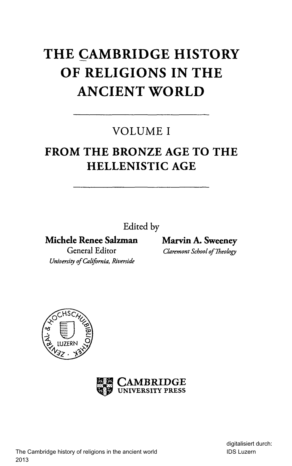 The Cambridge History of Religions in the Ancient World