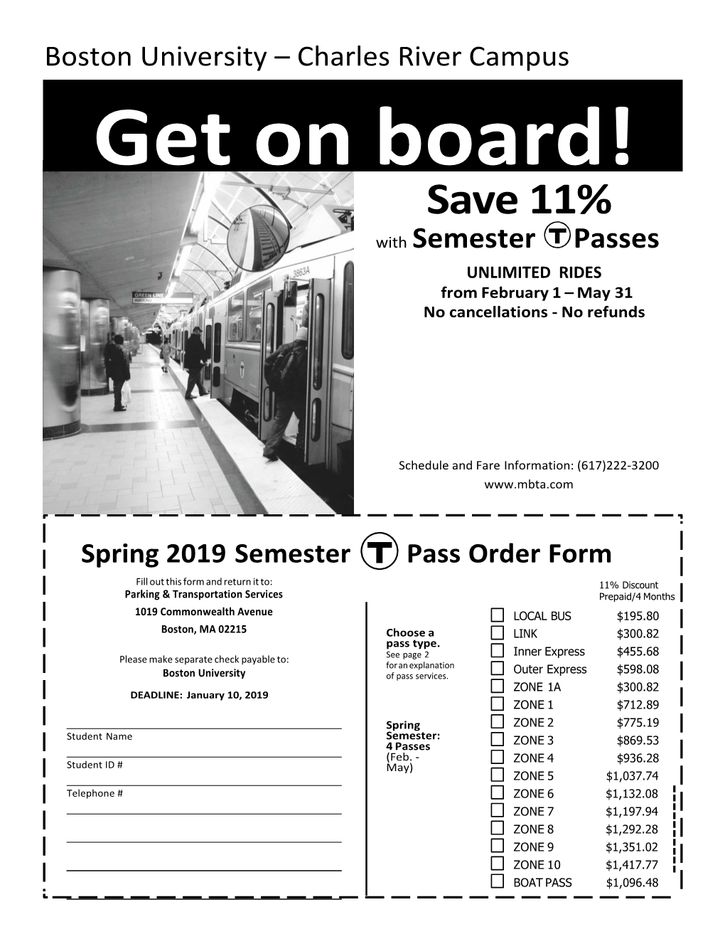 Save 11% with Semester Passes UNLIMITED RIDES from February 1 – May 31 No Cancellations - No Refunds