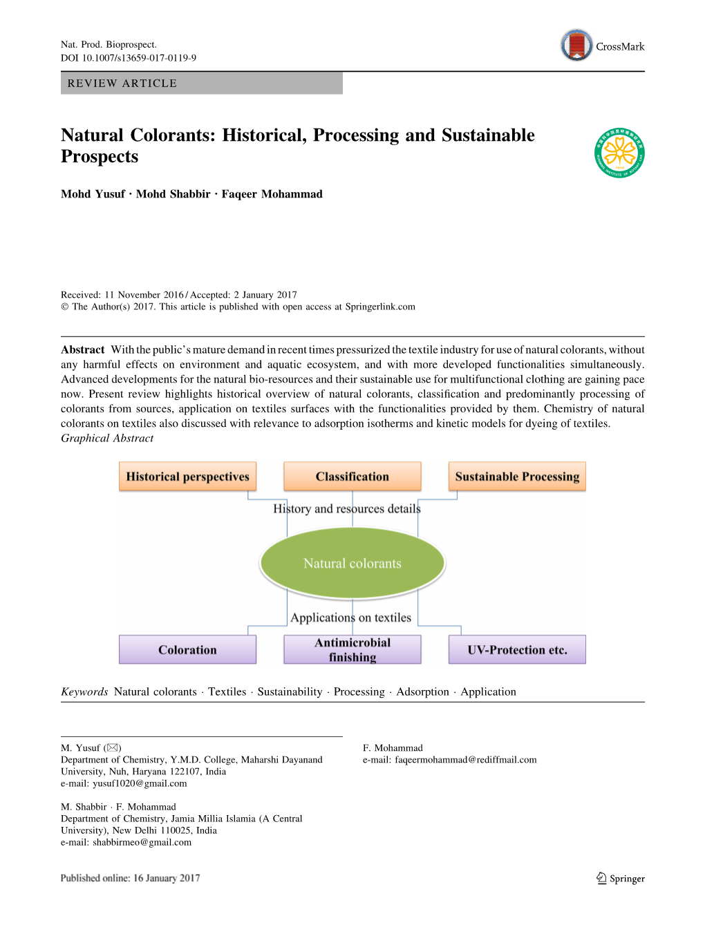 Natural Colorants: Historical, Processing and Sustainable Prospects