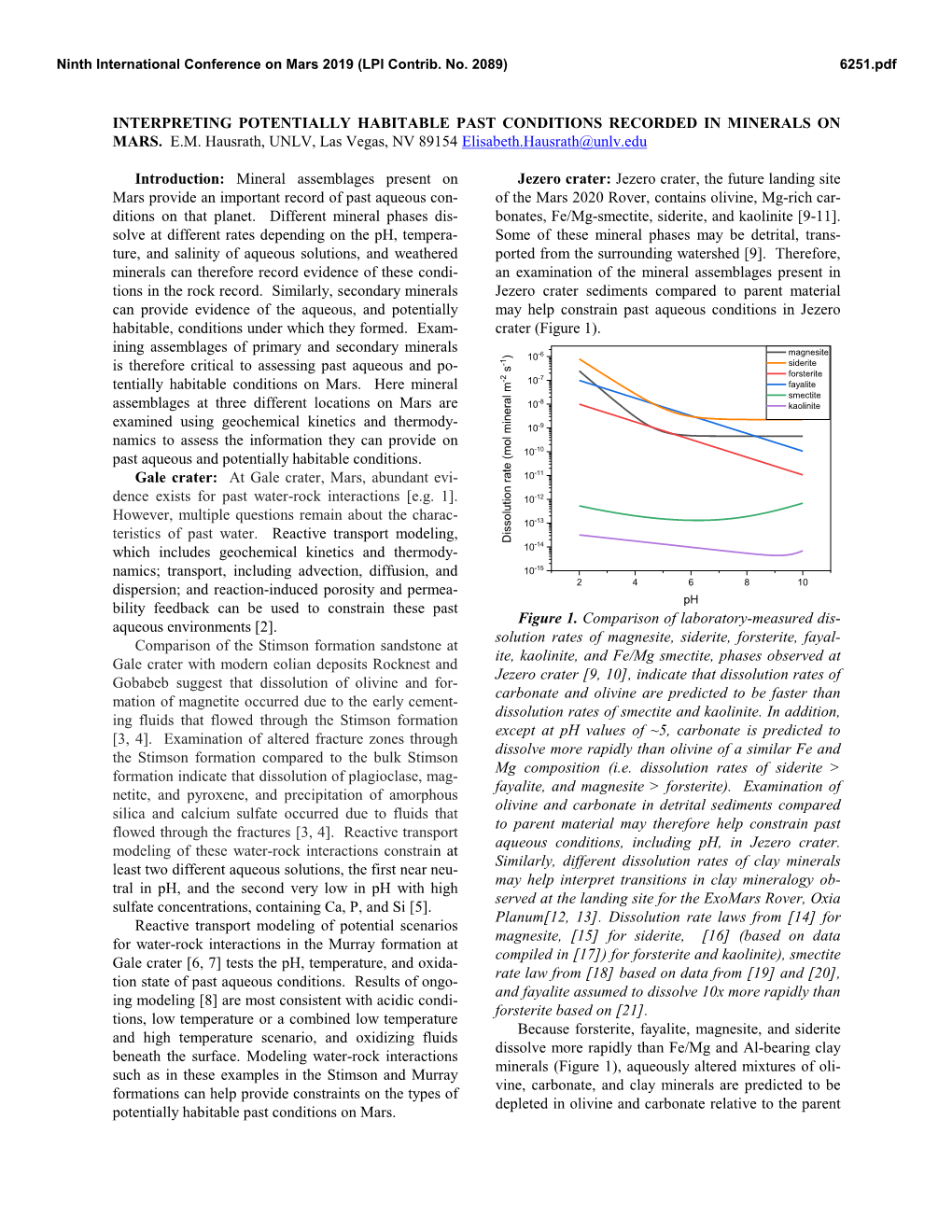 Interpreting Potentially Habitable Past Conditions Recorded in Minerals on Mars