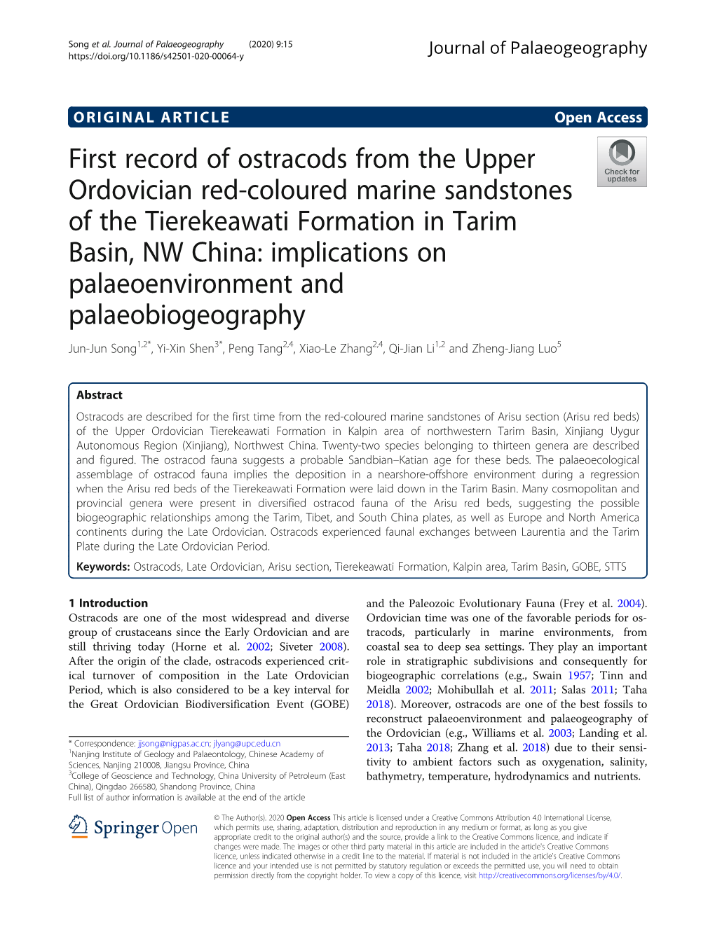 First Record of Ostracods from the Upper Ordovician Red-Coloured