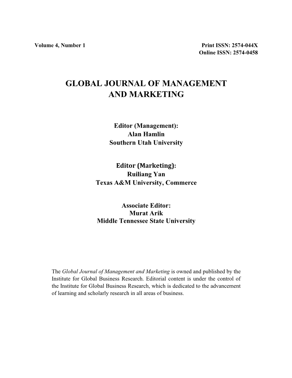 GJMM Volume 4, Number 1