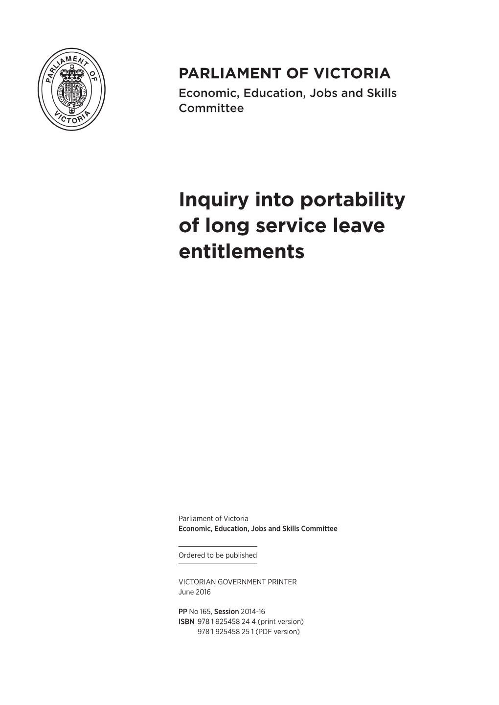 Inquiry Into Portability of Long Service Leave Entitlements