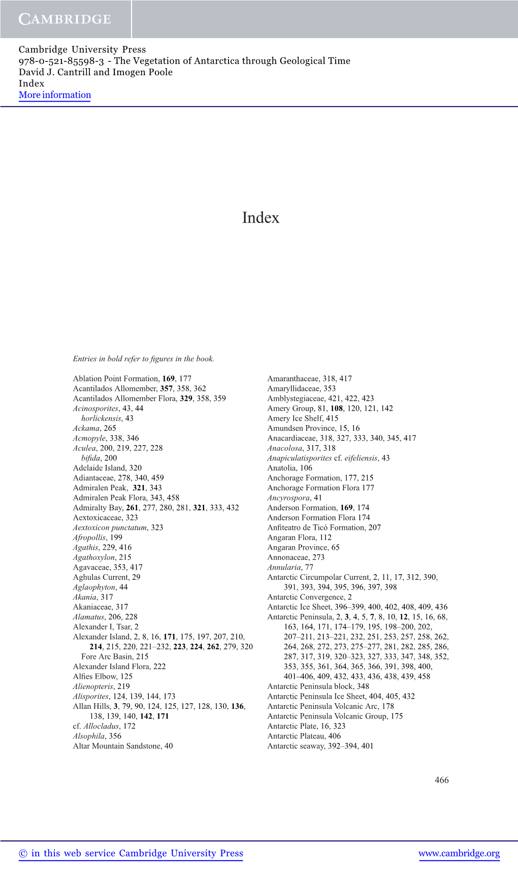 The Vegetation of Antarctica Through Geological Time David J