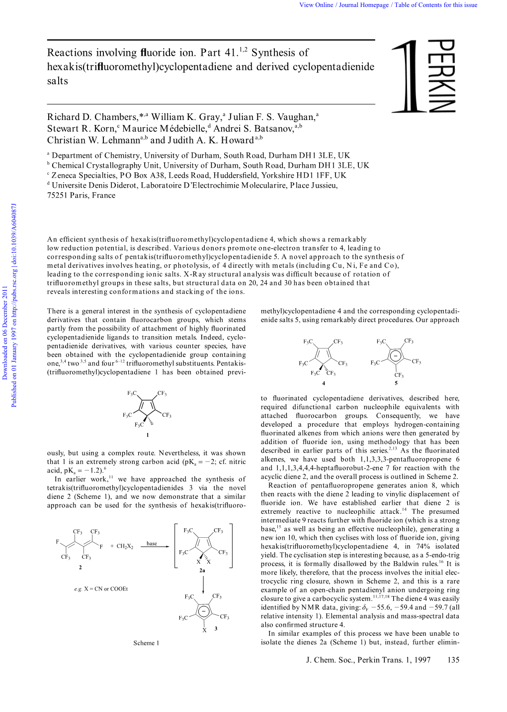 Reactions Involving Fluoride Ion. Part 41.1,2 Synthesis of Hexakis