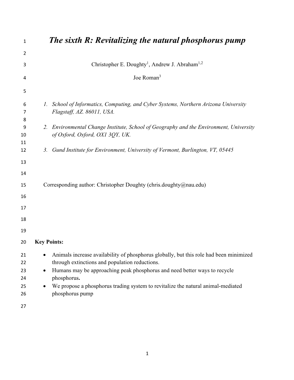 The Sixth R: Revitalizing the Natural Phosphorus Pump