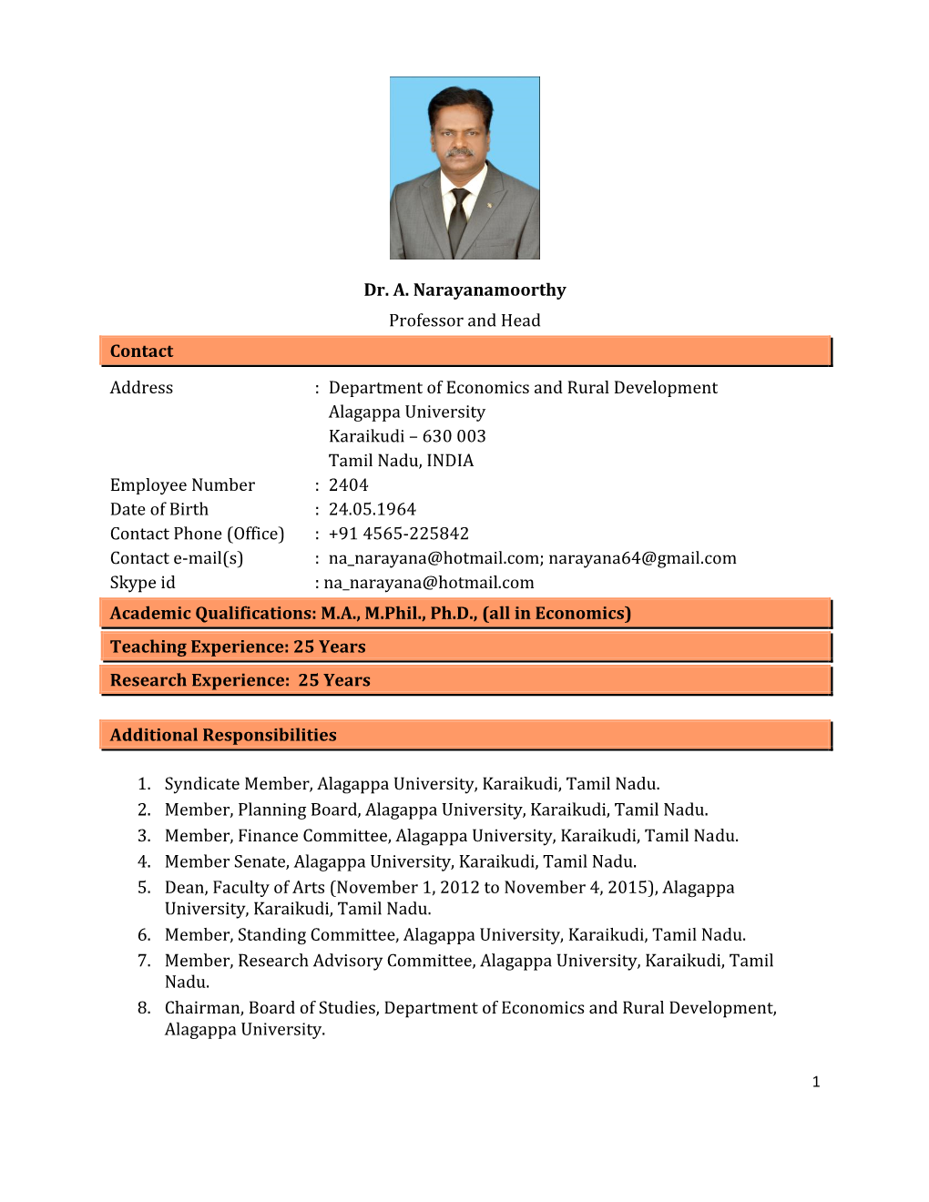 Dr. A. Narayanamoorthy