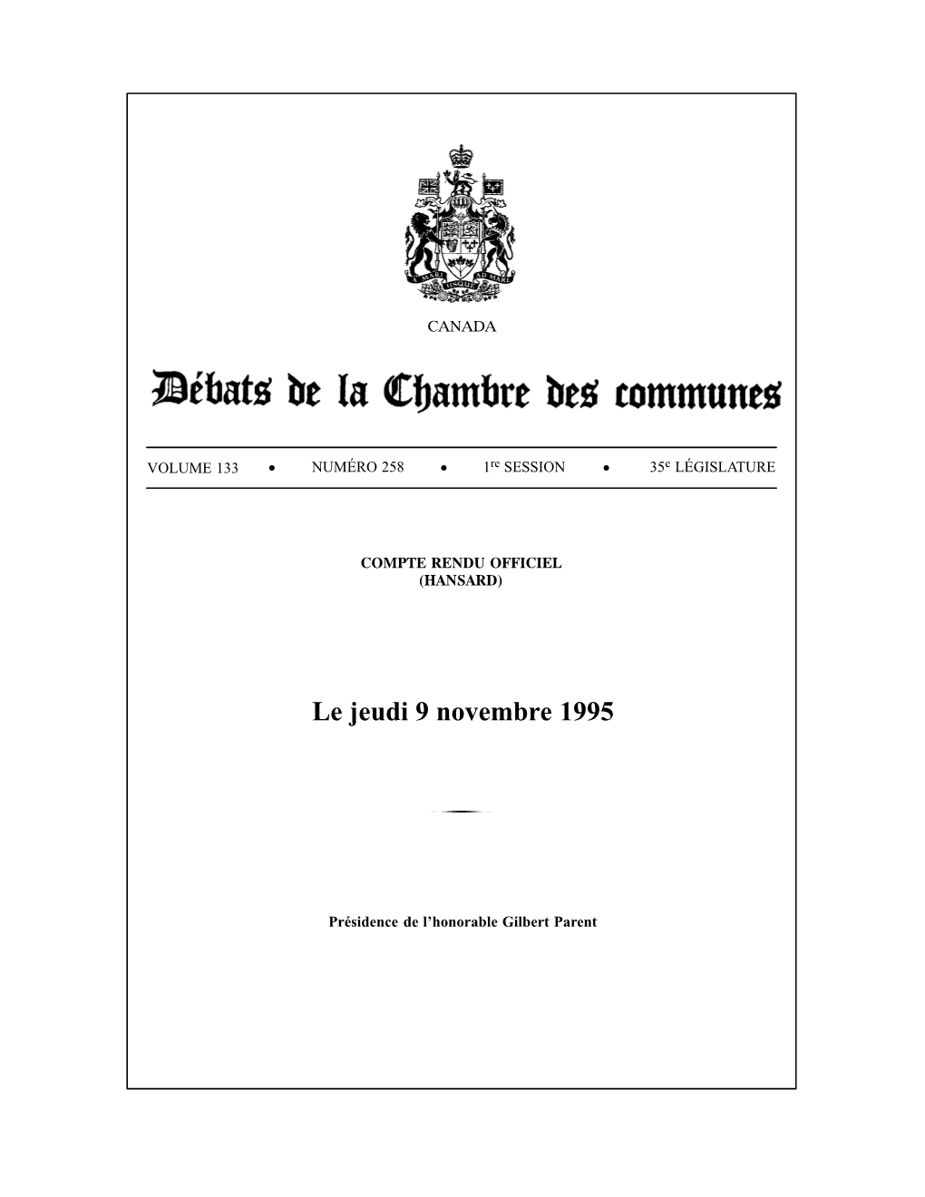 Le Jeudi 9 Novembre 1995