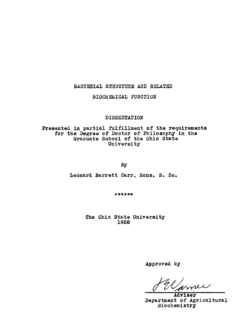 Bacterial Structure and Related Biochemical