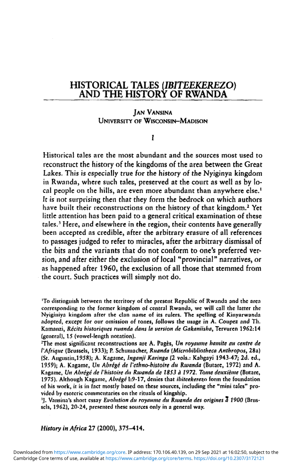 (Ibiteekerezo) and the History of Rwanda