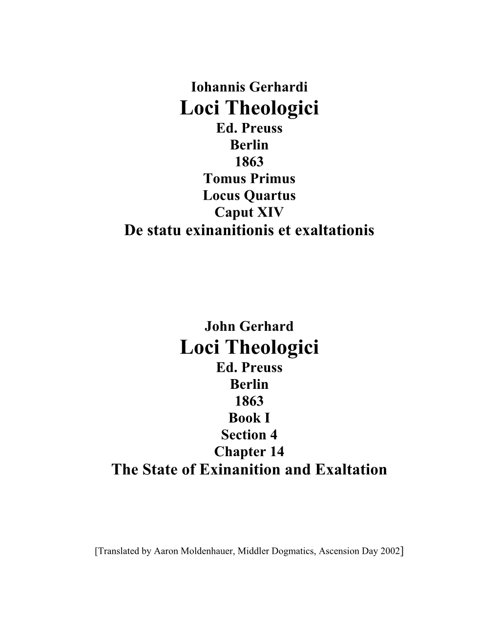 Loci Theologici Loci Theologici