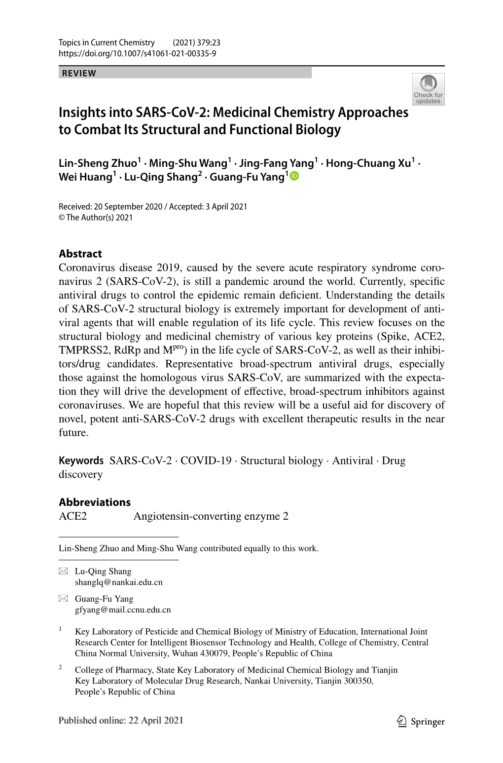 Insights Into SARS-Cov-2