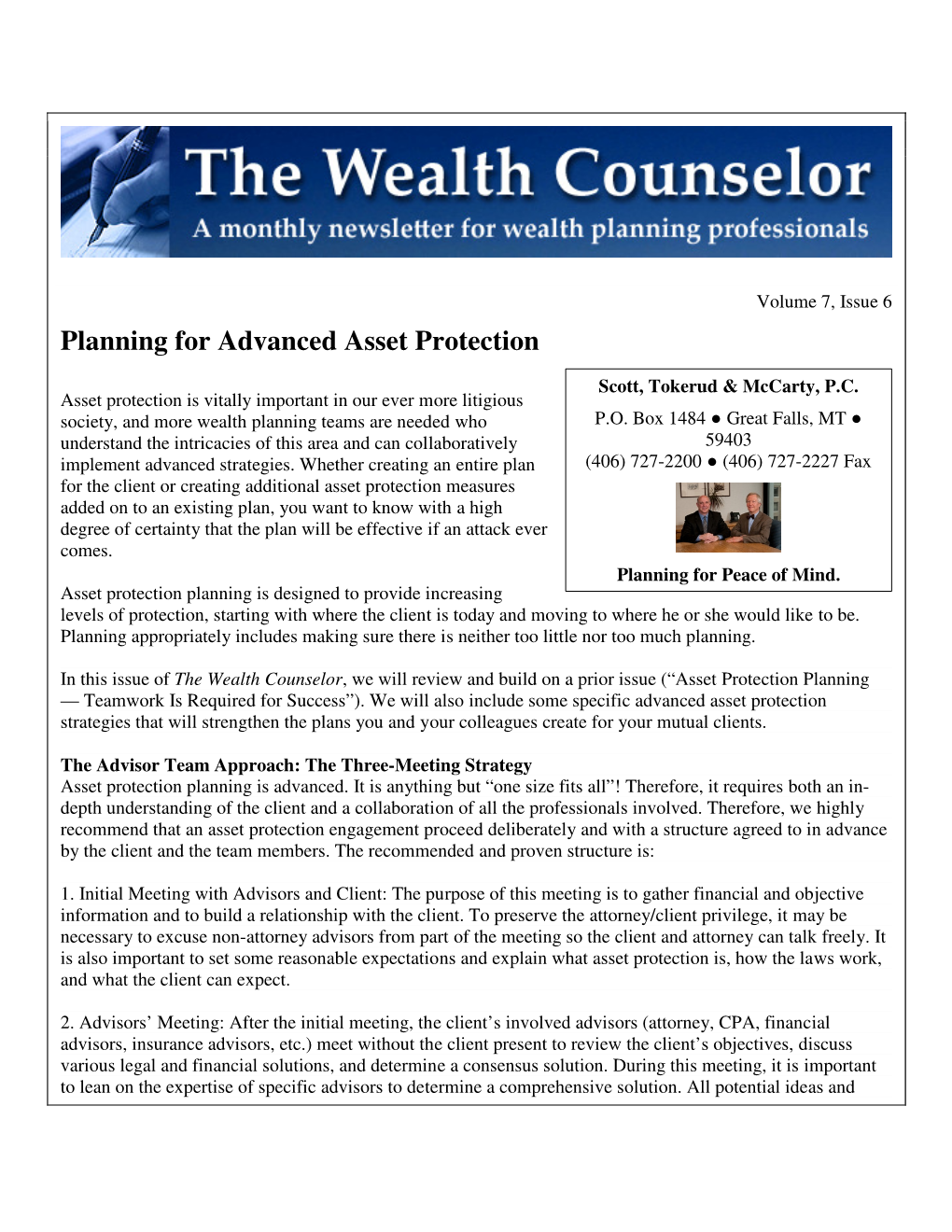 Planning for Advanced Asset Protection