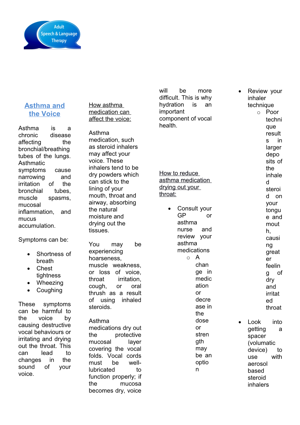 Asthma and the Voice