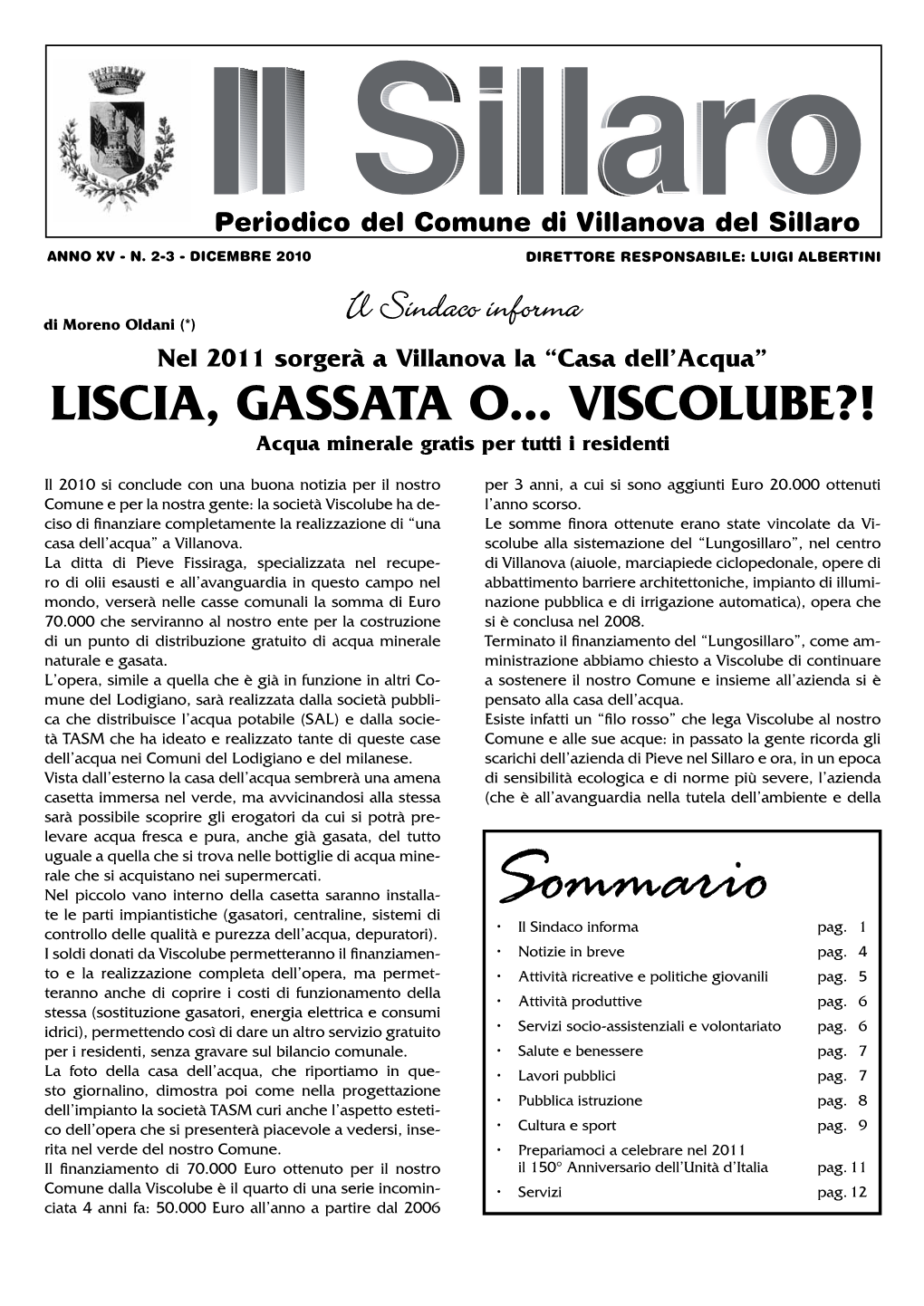 Sommario Controllo Delle Qualità E Purezza Dell’Acqua, Depuratori)