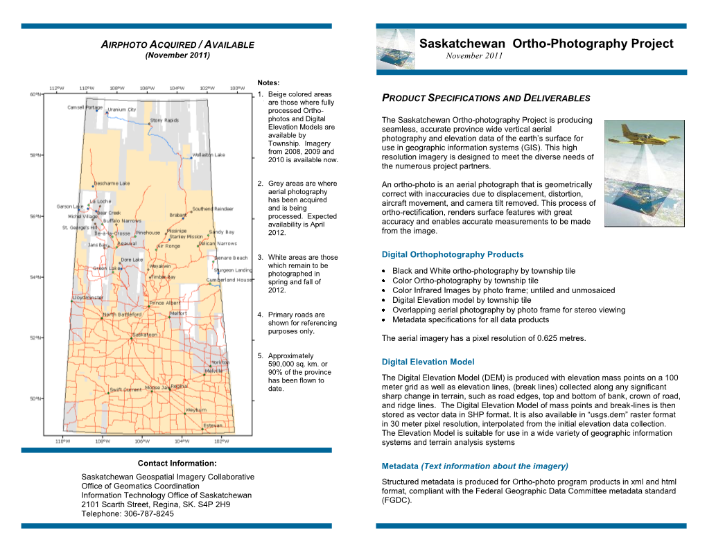 Saskatchewan Ortho-Photography Project (November 2011) November 2011