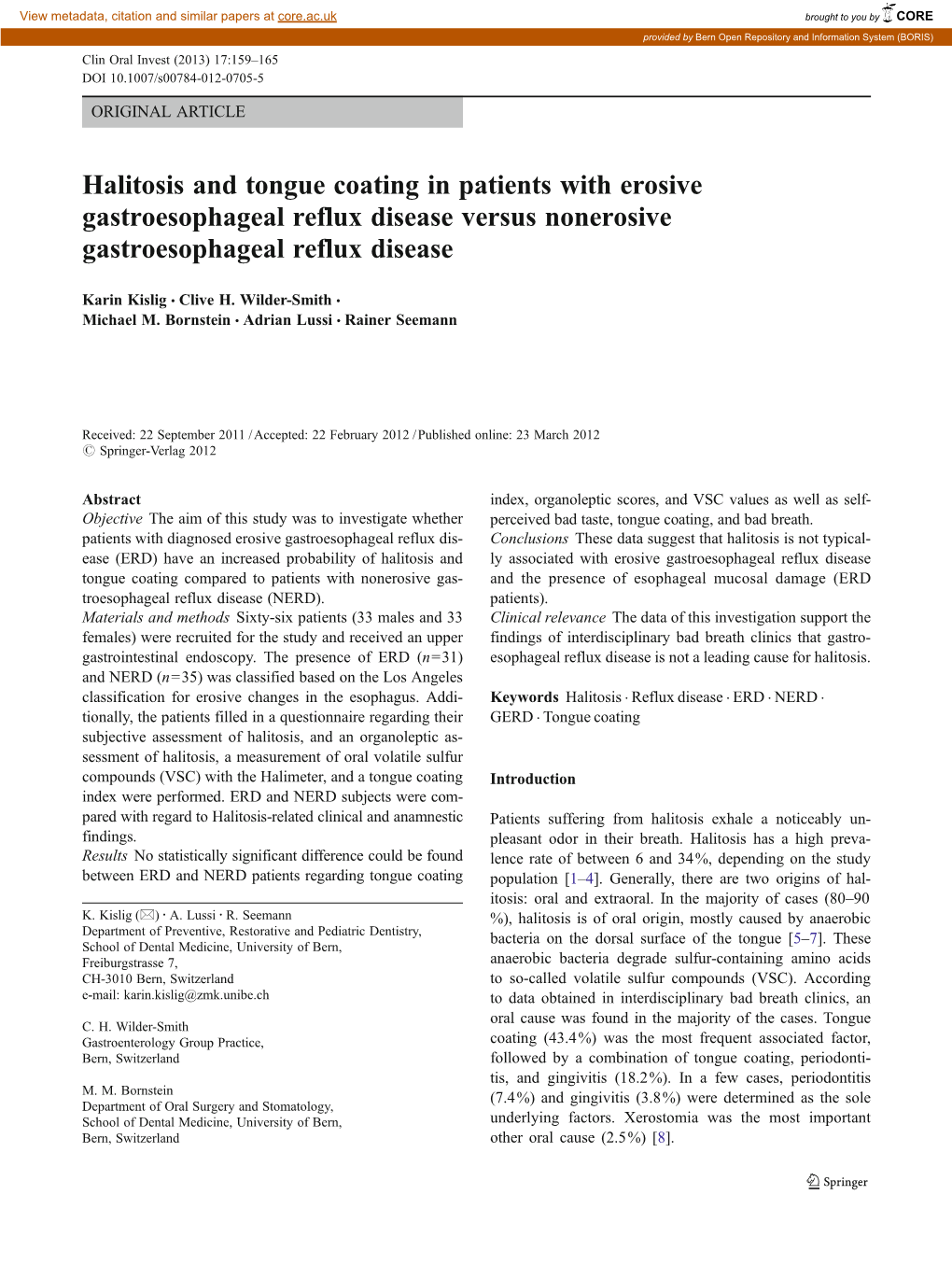 Halitosis and Tongue Coating in Patients with Erosive Gastroesophageal Reflux Disease Versus Nonerosive Gastroesophageal Reflux Disease