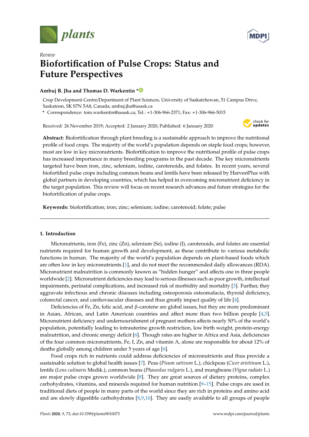 Biofortification of Pulse Crops