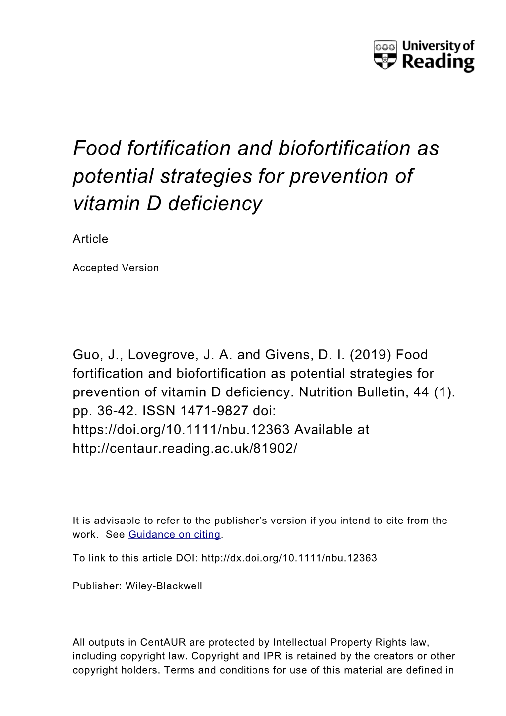 Food Fortification and Biofortification As Potential Strategies for Prevention of Vitamin D Deficiency