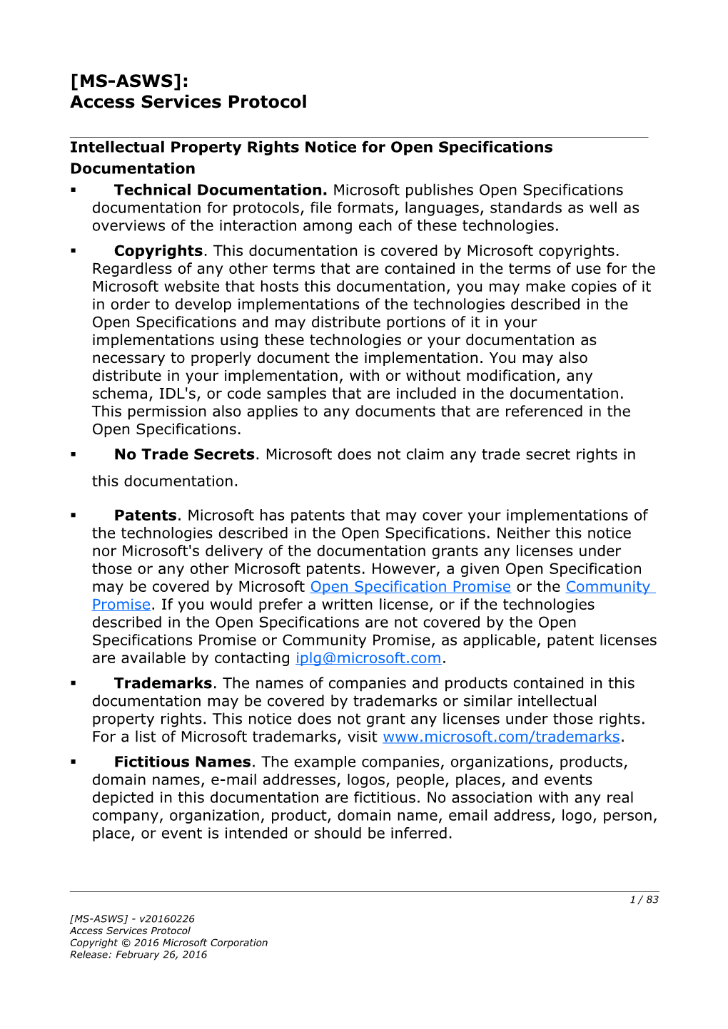 Intellectual Property Rights Notice for Open Specifications Documentation s112