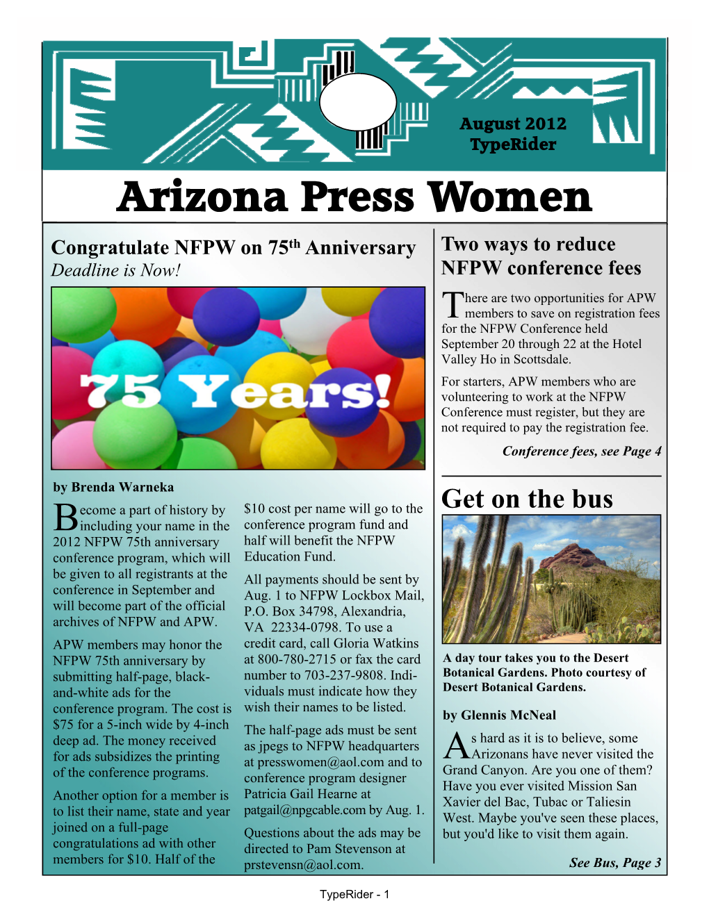 APW August 2012 NEWSLETTER