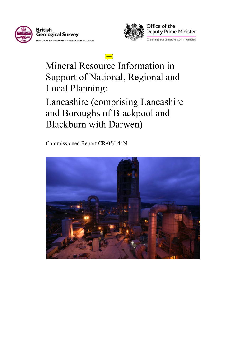 Mineral Resource Information in Support of National, Regional And