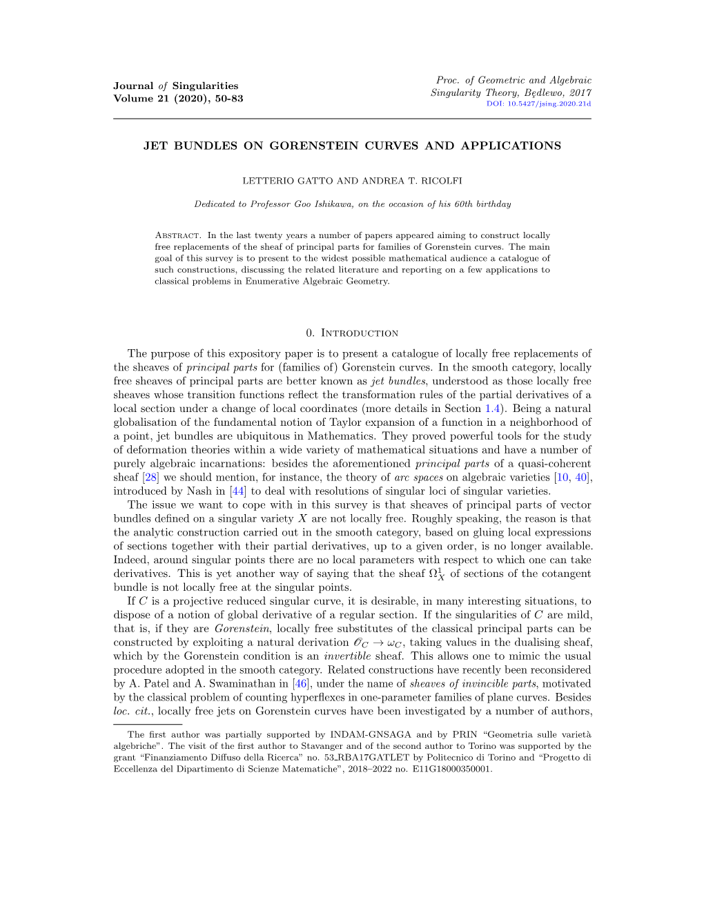 Jet Bundles on Gorenstein Curves and Applications