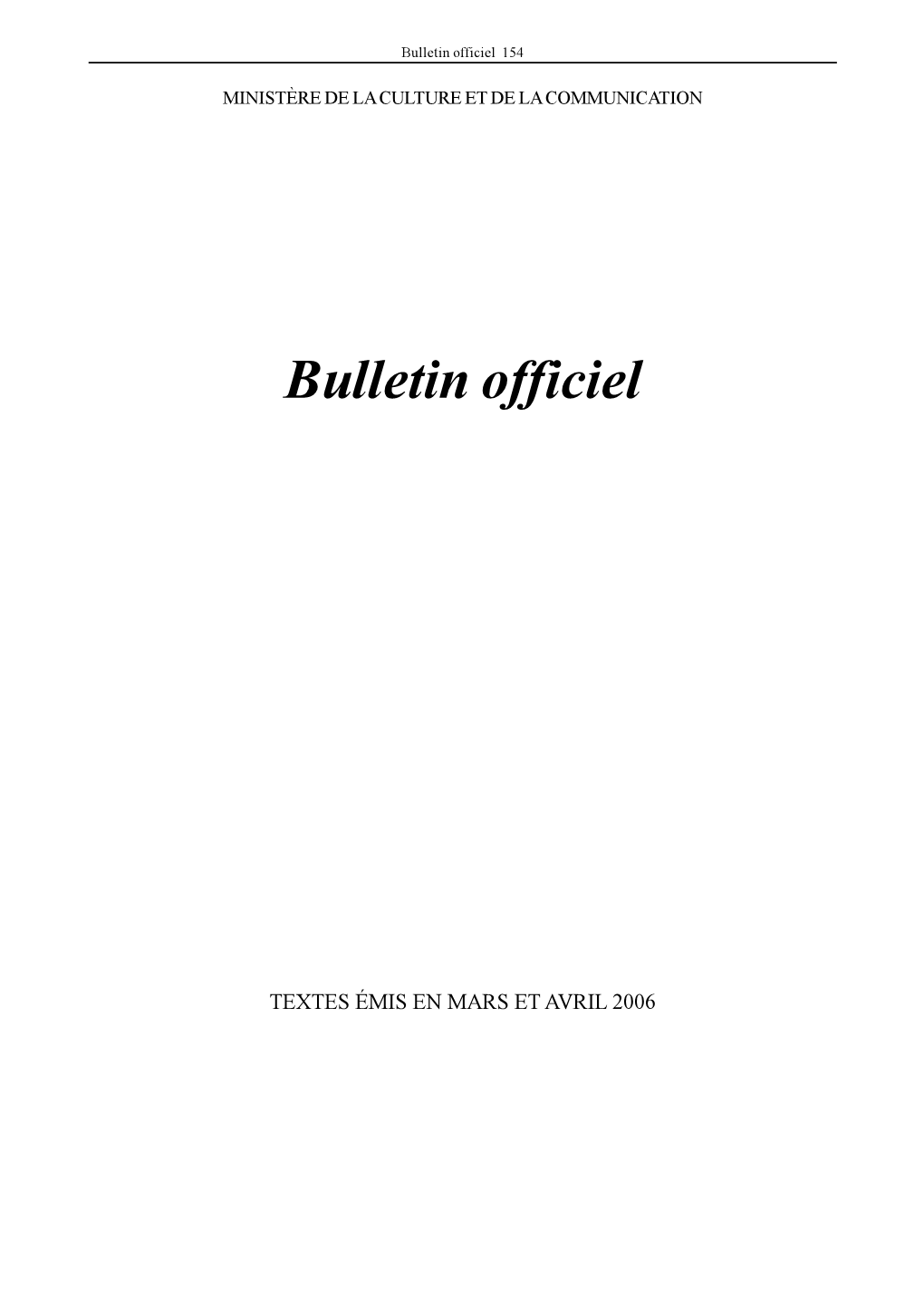 Bulletin Officiel 154