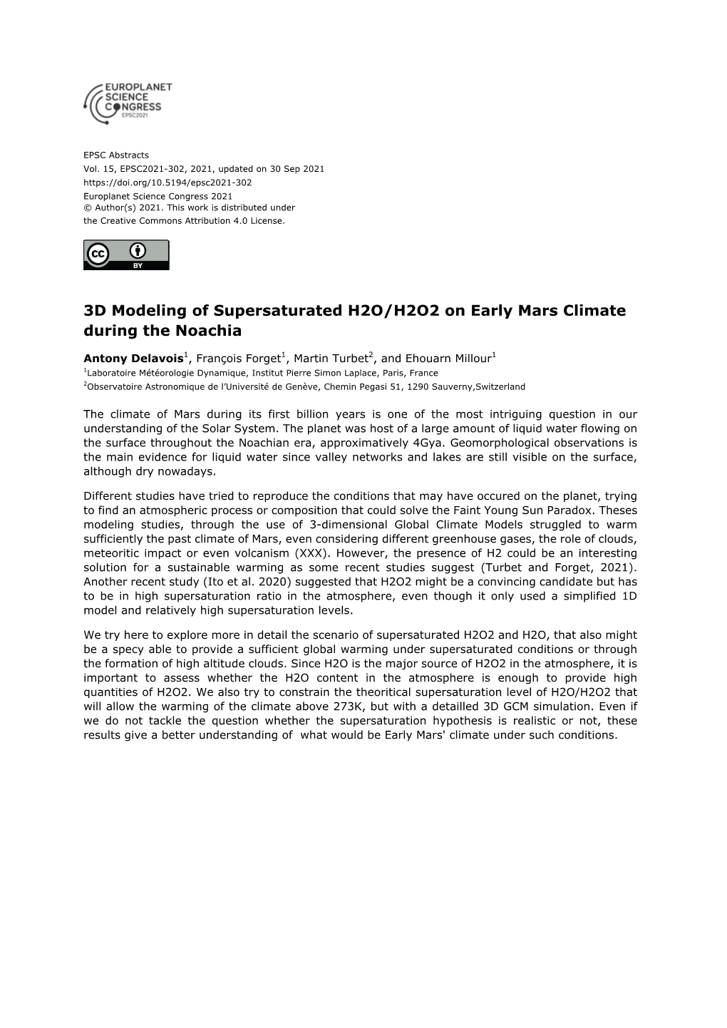 3D Modeling of Supersaturated H2O/H2O2 on Early Mars Climate During the Noachia