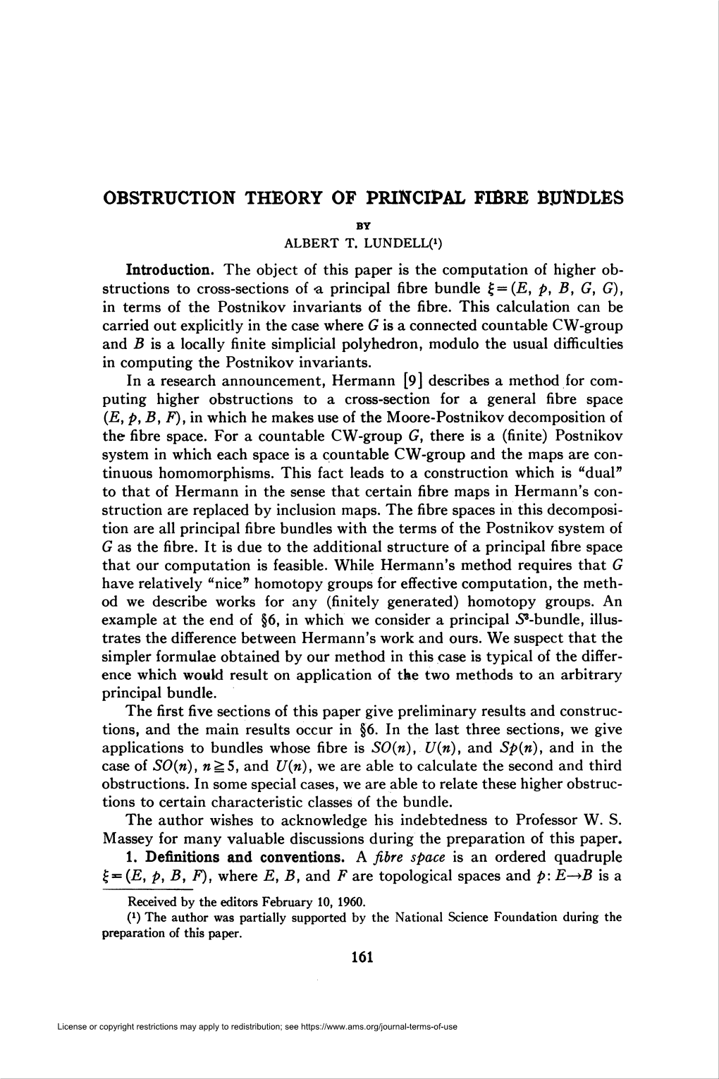 Obstruction Theory of Principal Fibre Bundles 163