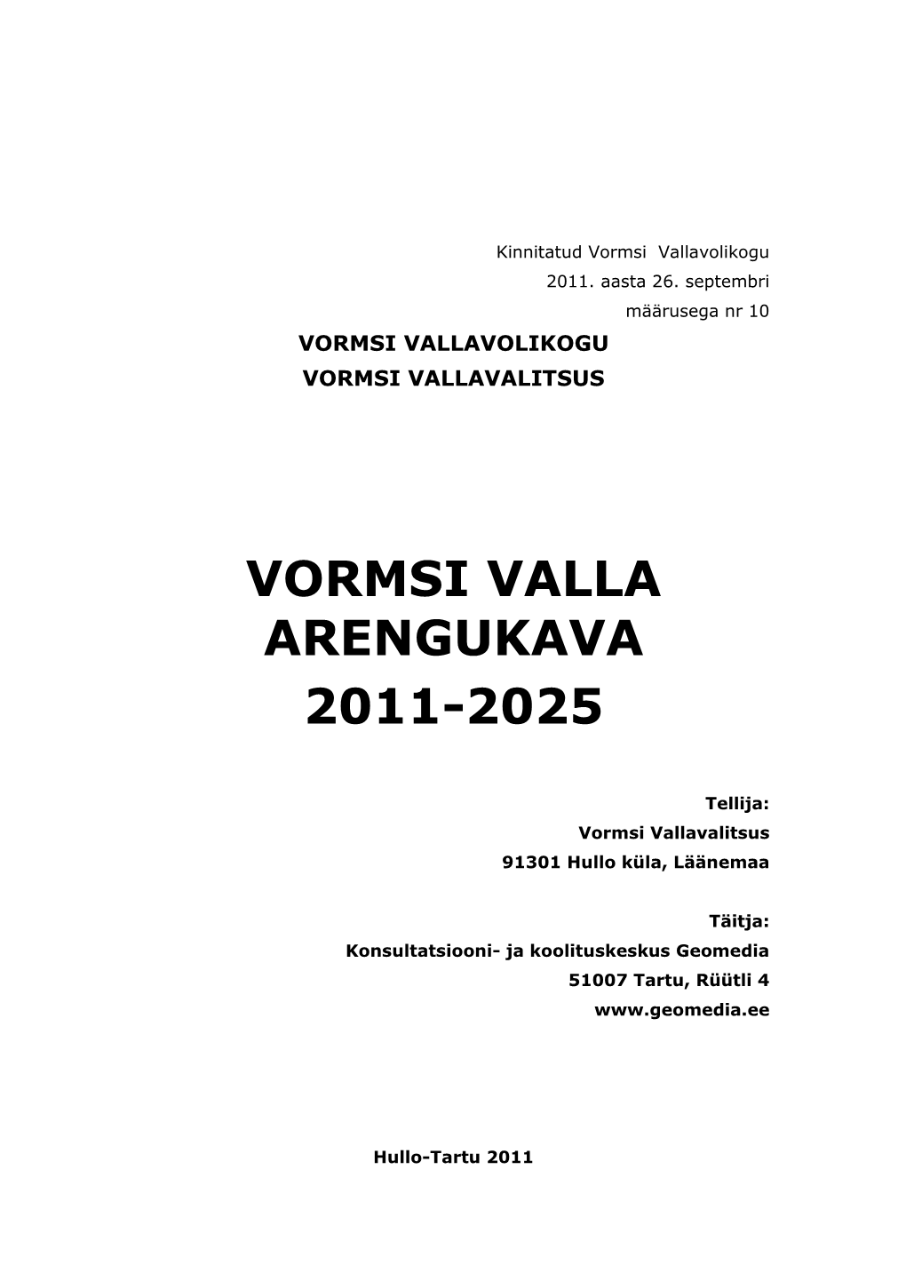 Vormsi Valla Arengukava 2011-2025