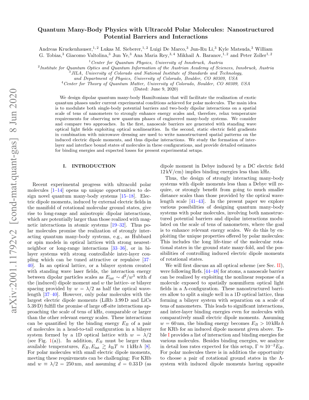 Arxiv:2001.11792V2 [Cond-Mat.Quant-Gas] 8 Jun 2020